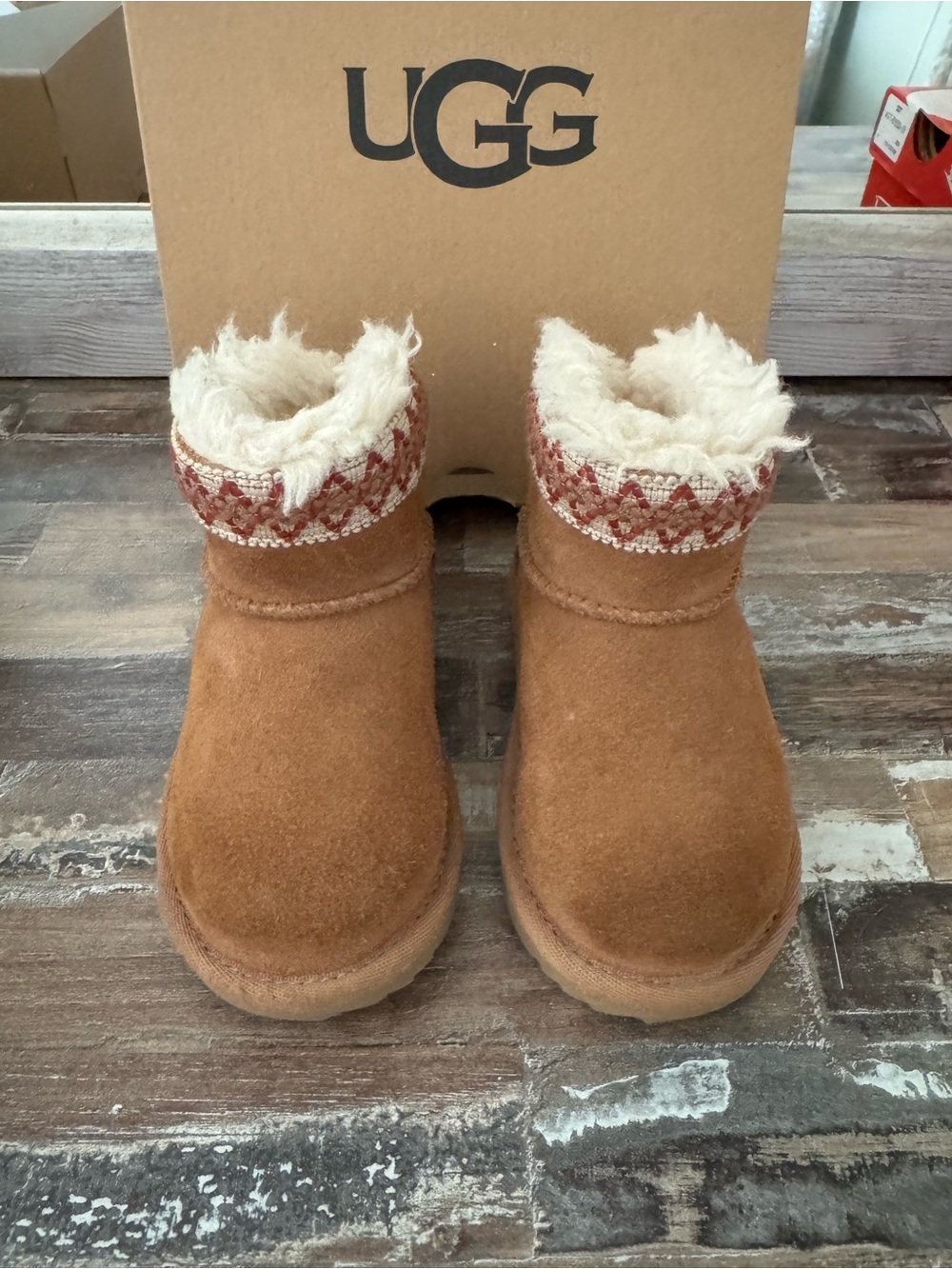 UGG Kids Chestnut Suede Cozy Cuff Boots